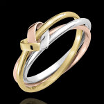 Bague coeur pliage 3 anneaux - 3 ors 9 carats Bague coeur pliage 3 anneaux - 3 ors 9 carats