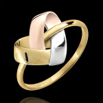 Bague coeur pliage 3 ors 18 carats