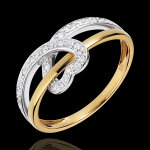 Bague coeur ruban deux ors - or blanc et or jaune 18 carats Bague coeur ruban deux ors - or blanc et or jaune 18 carats