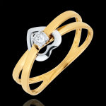 Bague coeur voltige - or blanc et or jaune 9 carats
