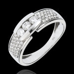 Bague constellation - trilogie pave or blanc 18 carats - 0. 509 carat -