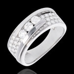 Bague constellation - trilogie pave variation - 0. 86 carat - or 18 car