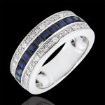 Bague constellation - zodiaque - saphirs bleus et diamants - or blanc 18