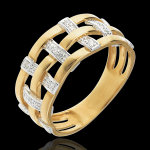 Bague couture or jaune 18 carats pave diamants - 11 diamants