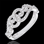 Bague destine - arabesques entrelaces - or blanc 9 carats et diamant