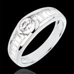 Bague destine - solitaire aphrodite - diamant 0. 46 carat - or blanc 18