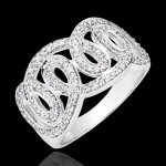 Bague destine - volutes impriales - or blanc 9 carats et diamants