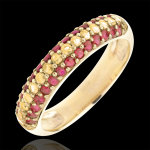 Bague drapeau espagnol - or jaune 9 carats et pierres précieuses Bague drapeau espagnol - or jaune 9 carats et pierres précieuses