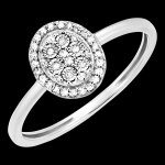 Bague origine - eclat ovale - or blanc 9 carats et diamants