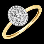 Bague origine - eclat ovale - or blanc et jaune 18 carats et diamants