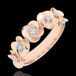 Bague eclosion - couronne de roses - or rose 18 carats et diamants