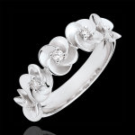 Bague eclosion - couronne de roses - or blanc 9 carats et diamants