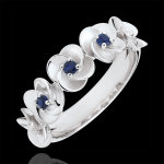 Bague eclosion - couronne de roses - or blanc 9 carats et saphirs