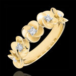 Bague eclosion - couronne de roses - or jaune 18 carats et diamants