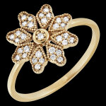 Bague eclosion - narcisse - or jaune 9 carats et diamants