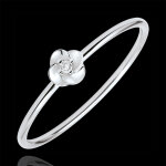 Bague eclosion - premire rose - petit modle - or blanc 9 carats et d
