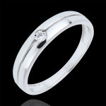 Bague edenit� or blanc 9 carats et diamant - diamant 0. 022 carat
