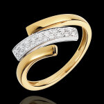 Bague empreinte fline or blanc et or jaune 18 carats