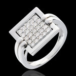 Bague empreinte or blanc 18 carats pave - 0. 45 carats - 25 diamants