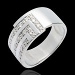 Bague querre or blanc 18 carats pave - 17 diamants
