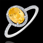 Bague eternel edelweiss - ana - or blanc 18 carats - citrine et diaman