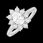 Bague eternel edelweiss - daisy chic - or blanc 9 carats et diamants syn Bague eternel edelweiss - daisy chic - or blanc 9 carats et diamants syn