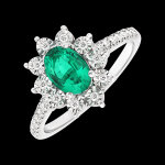 Bague eternel edelweiss - daisy chic - or blanc 18 carats - émeraude et Bague eternel edelweiss - daisy chic - or blanc 18 carats - émeraude et
