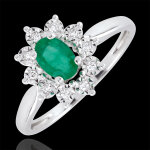 Bague eternel edelweiss - émeraude et diamants - or blanc 18 carats Bague eternel edelweiss - émeraude et diamants - or blanc 18 carats