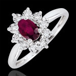 Bague eternel edelweiss - rubis et diamants - or blanc 9 carats Bague eternel edelweiss - rubis et diamants - or blanc 9 carats