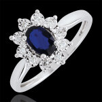 Bague eternel edelweiss - saphir et diamants - or blanc 18 carats Bague eternel edelweiss - saphir et diamants - or blanc 18 carats