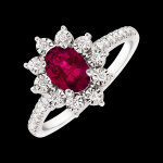 Bague eternel edelweiss - daisy chic - or blanc 18 carats - rubis et dia Bague eternel edelweiss - daisy chic - or blanc 18 carats - rubis et dia