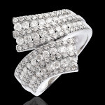 Bague frie - echarpe pave - 1. 1 carats - 108 diamants - or blanc