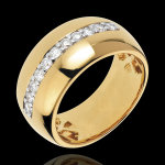 Bague frie - eclat solaire - or jaune 18 carats - 11 diamants : 0. 37