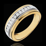 Bague frie - solaire - 0. 24 carat - 11 diamants - or blanc et or jau