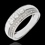 Bague frie - trilogie demi - pave - 0. 77 carat - 57 diamants - or bl
