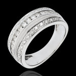 Bague frie - voie lacte - 0. 7 carat - 43 diamants - or blanc 18 ca