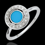 Bague félicité - turquoise et diamants - or blanc 18 carats Bague félicité - turquoise et diamants - or blanc 18 carats