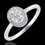 Bague de fiançailles abondance - cluster - or blanc 9 carats et diamant Bague de fiançailles abondance - cluster - or blanc 9 carats et diamant