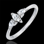 Bague de fianailles abondance - trilogie marquise - or blanc 18 carats