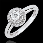 Bague de fiançailles destinée - double halo - diamant 0. 25 carat - or Bague de fiançailles destinée - double halo - diamant 0. 25 carat - or