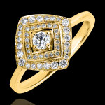 Bague de fianailles destine - double halo gomtrique - or jaune 1
