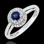 Bague de fianailles destine - double halo - saphir 0. 3 carat et diam