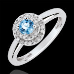 Bague de fiançailles destinée - double halo - topaze 0. 3 carat et diam Bague de fiançailles destinée - double halo - topaze 0. 3 carat et diam