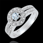 Bague de fianailles destine - lady - aigue - marine 0. 18 carat et diam