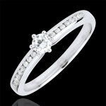 Bague de fianailles or blanc solitaire divine 6 griffes - diamant 0. 16