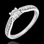 Bague de fianailles solitaire comtesse - diamant 0. 18 carat - or blanc