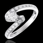 Bague de fianailles solitaire destine - nefertiti - or blanc 18 cara