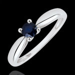 Bague de fianailles solitaire or blanc 18 carats roseau - saphir 0. 35