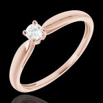 Bague de fianailles solitaire or rose 18 carats - 0. 1 carat