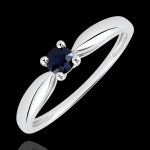 Bague de fianailles solitaire roseau - saphir 0. 24 carat - or blanc 18